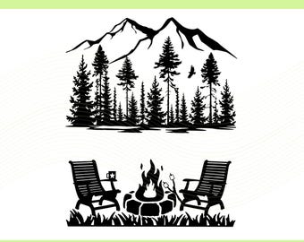 Personalized Campfire Scene SVG: Camping Digital File (Digital Download)