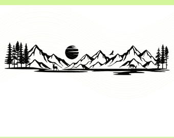 Mountain Range SVG: Nature Scene Cut Files (Digital Download)