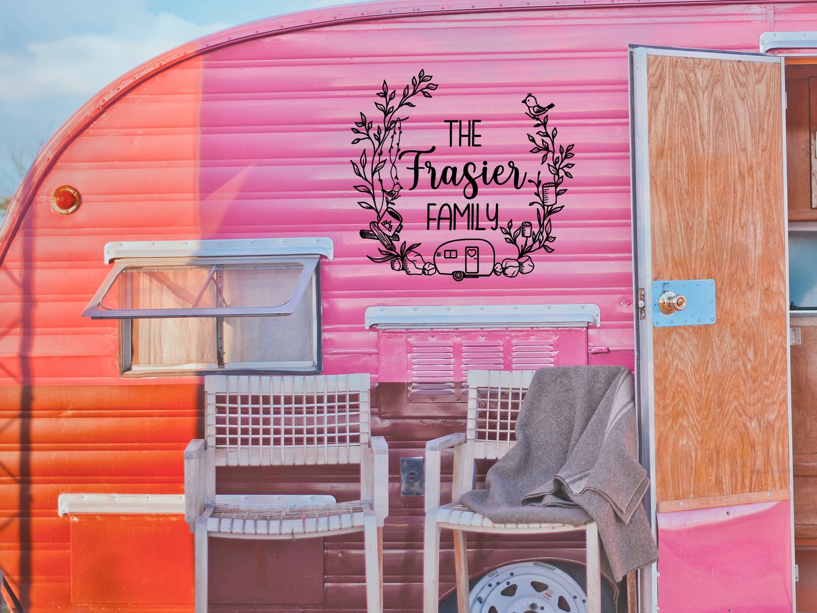 Custom Camper Decal Personalized Camper Wreath Decal RV Etsy