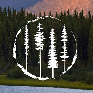 Pine Trees Decal, Forest Decal, Nature Decal, RV Decal, RV Slide-out Decal, Camper Decal, Outdoors Decal, Nature lover, Tire Cover Decal image 3