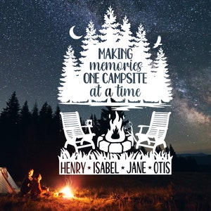 Personalized Camping Decal, RV Decal, Camper Decal, Outdoors Decal, Campfire Decal, Nature Decal, camping gift, Making Memories, Family Name