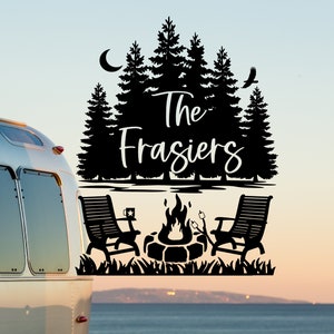 Personalized Camping Decal, Custom Decal for RV, Camper Decal, Outdoors Decal, Campfire Decal, RV decal, Nature Decal, camping gift, Name Bild 1