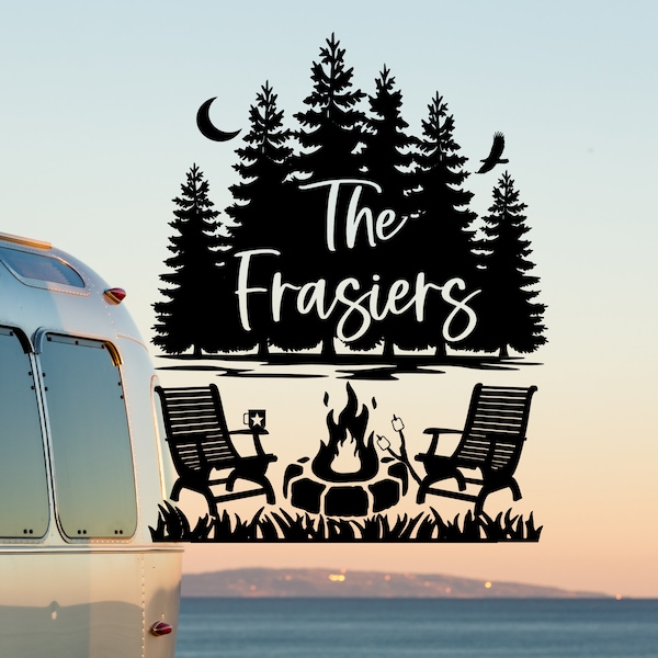 Personalized Camping Decal, Custom Decal for RV, Camper Decal, Outdoors Decal, Campfire Decal, RV decal, Nature Decal, camping gift, Name