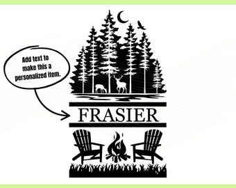 Personalized Camp Scene SVG: Camper & Campfire Clipart (Digital Download)