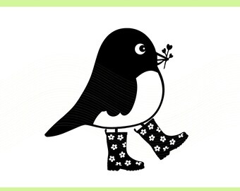 Cute Chickadee in Rain Boots SVG, PNG, PDF (Digital Download)