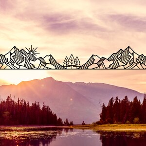 Mountain Scene Vinyl Decal, Mountains & Trees Decal, Camper RV Decal, Mountains Decal, Outdoors Decal, Camping Decal, Father's Day Gift