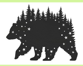 Bear Silhouette SVG: Outdoors Nature Scene (Digital Download)