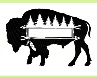 Bison Monogram SVG: Buffalo PNG, Native American Design (Digital Download)
