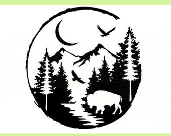 Buffalo SVG: Bison Monogram, Native American Design (Digital Download)