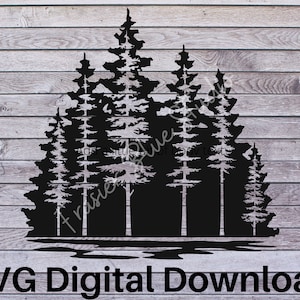 Pine Trees Forest Silhouette SVG: Outdoors Nature Design (Digital Download)