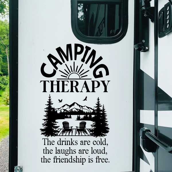 Camping Decal, RV Slide-out Decal, Camper Decal, Outdoors Decal, Campfire Decal, RV Door decal, Nature Decal, Wall Decal, Camping Gift