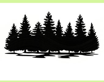 Pine Trees Silhouette SVG: Forest Scene Clipart (Digital Download)