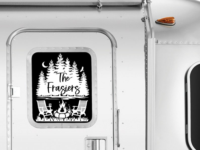 Personalized Camping Decal, Custom Decal for RV, Camper Decal, Outdoors Decal, Campfire Decal, RV decal, Nature Decal, camping gift, Name image 4