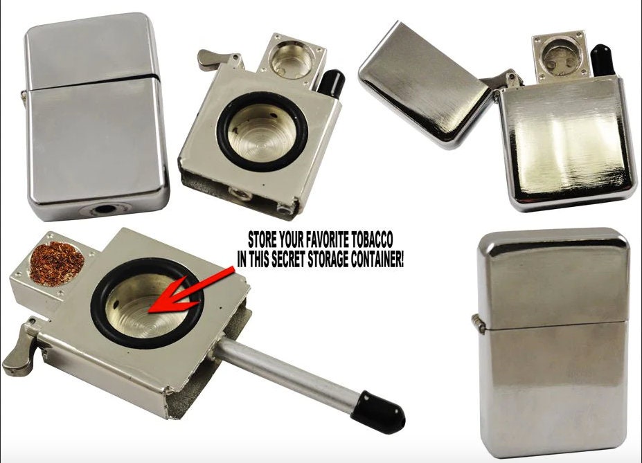 Secret Lighter Tobacco Pipe Sneak a Toke Metal Stealth Smoking Taster