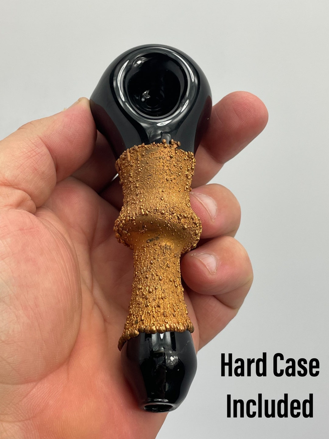 5 Handmade Black Glass Pipe Bowl With Electroform Copper Grip Etsy