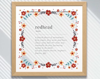 Redhead Definition Art Print: Funny Redhead Gift (Digital Download)