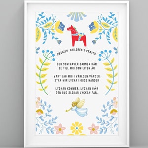 Ein schwedisches Kindergebet Wandkunst sofortiger Download, druckbare schwedische, schwedische Geschenke, schwedische Karte, Schweden Wandkunst, Schweden Drucke