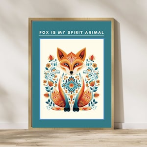 Fox Scandinavian Print Descargar, Imprimir Fox Wall Art, Impresión de pared escandinava, Fox imprimible, Fox Artwork, Fox Print, Fox Folk Art