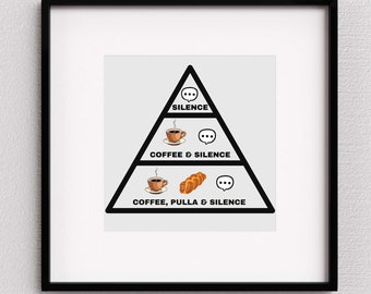 Funny Finnish Needs Art Print: Coffee, Pulla, Silence (Digital Download)