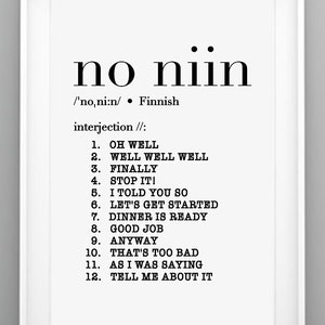 Finlandés No Niin Wall Art Descarga instantánea, Finlandés imprimible, Colgante de pared finlandés, Decoración de pared de Finlandia, Impresiones de Finlandia