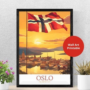 Oslo Norway Vintage Printable Png file, Oslo Printable Art, Norwegian Wall Decor, Norway Oslo Print