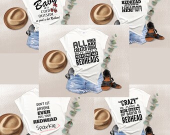 Redhead T-Shirt Designs: 5 PNG Bundle (Digital Download)