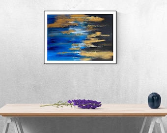 A dreamy, fabulous Canvas Abstract Painting with Gold leaf. Modern Art. A perfect housewarming gift item.