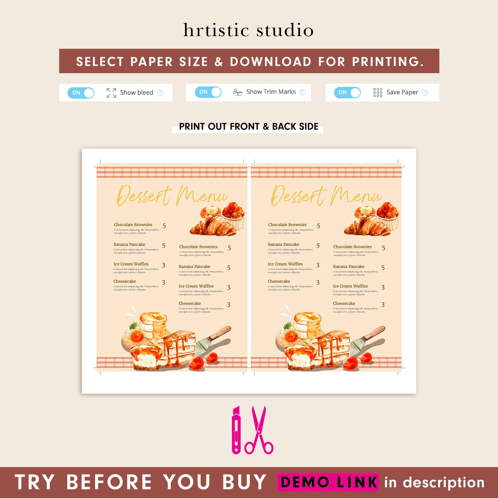 Selfedited Menu Template, Coffee Shop Breakfast Menu Design