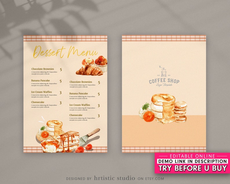 Selfedited Menu Template, Coffee Shop Breakfast Menu Design