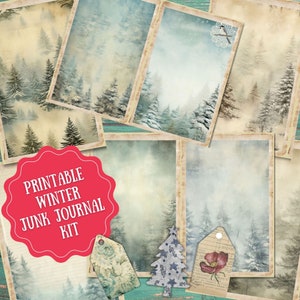 Winter Junk Journal, Winter Journaling Pages, Printable Digital Download, Vintage Winter, Ephemera, Collage Pages, Christmas Junk Journal