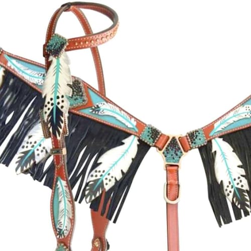 Fringe Breast Collar Headstall Horse Tack Set Horse Pink Etsy