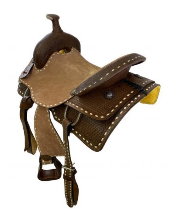 16 Circle S Fully tooled basketweave tooling Roping Style saddle