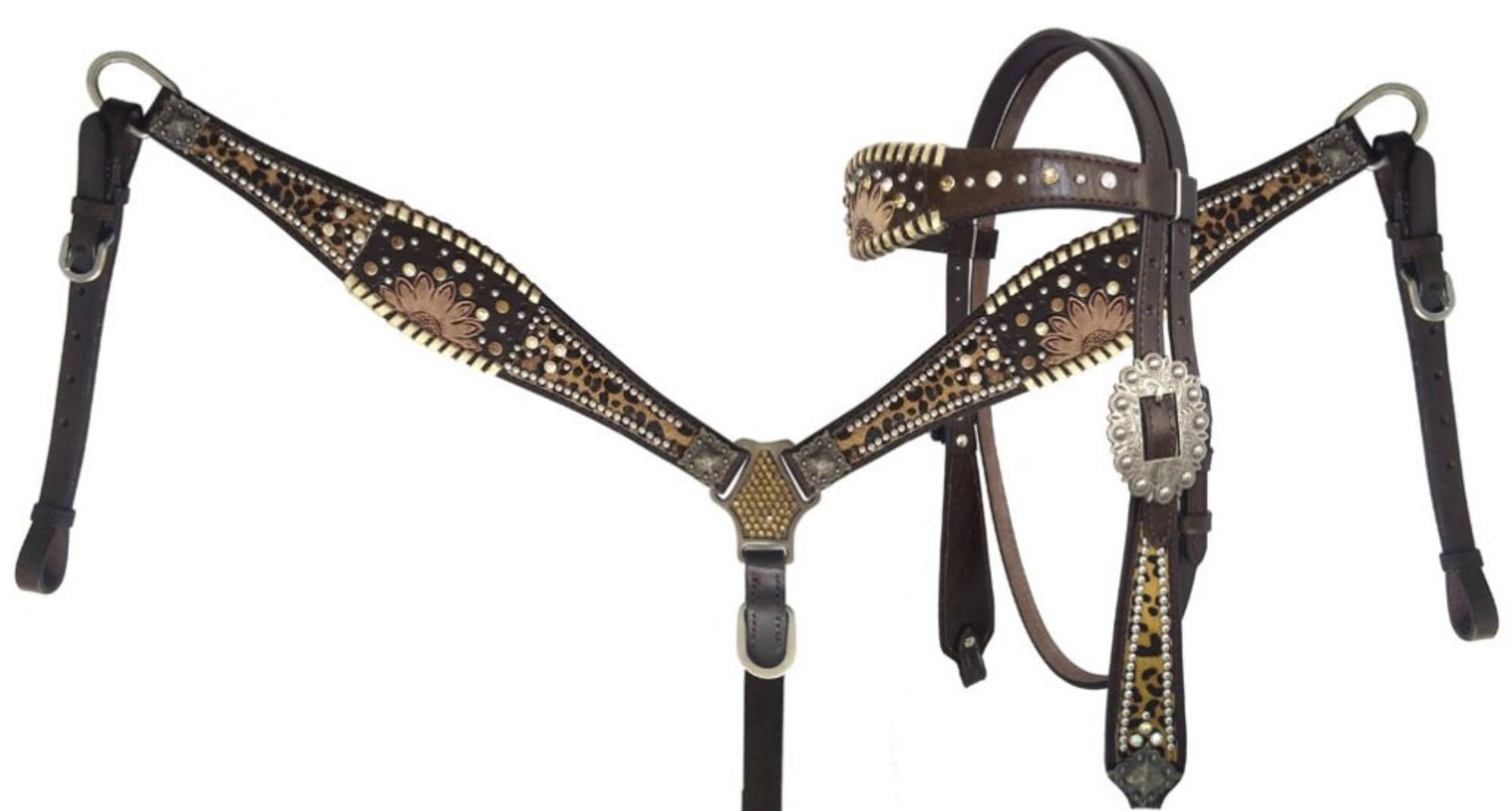 Pony Size Sunflower Print Headstall and Breast Collar Set