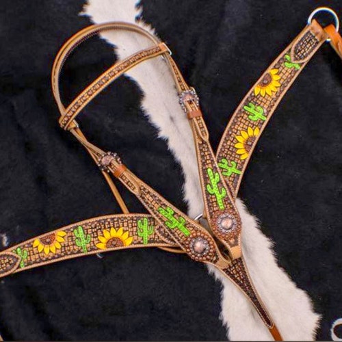 Bridle Breast Collar Headstall Tack Set Horse Sunflower Etsy