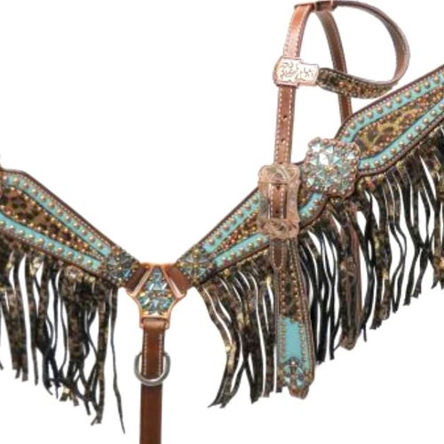 Fringe Breast Collar Headstall Horse Tack Set Horse Pink Etsy