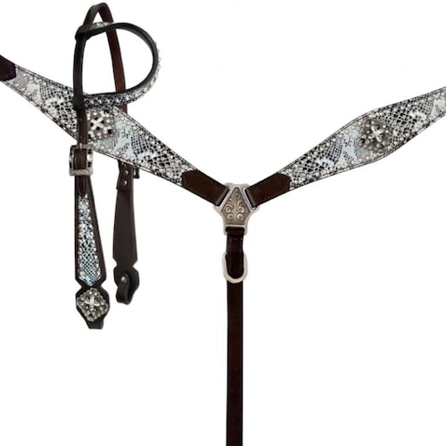 Bridle Breast Collar Headstall Tack Set Horse Basketweave Etsy