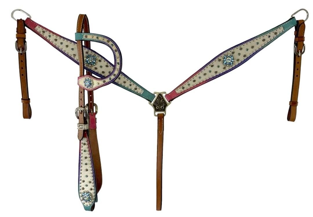 Bridle Breast Collar Headstall Tack Set Horse Cowhide Etsy