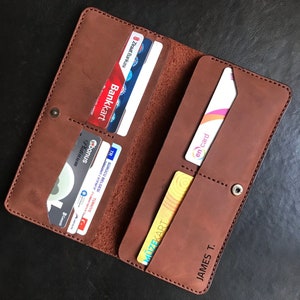 Cartera de cuero personalizada para iPhone, cartera de cuero para hombre, cartera de mano de cuero para hombre, cartera de mano, regalo para papá