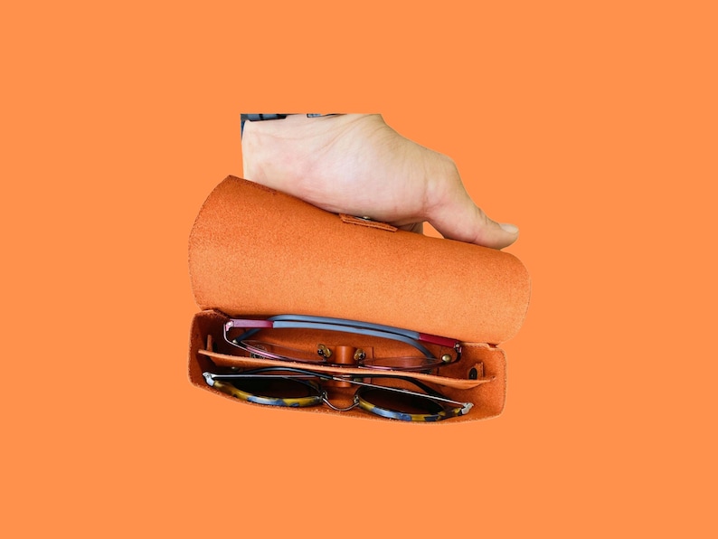 Handmade Double Eyewear Case with Detachable Partition, Leather Double SunGlasses Case, Unisex Glasses Sleeve, Eyeglass Case, Best Gift Idea