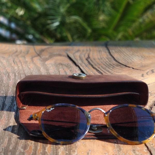 Leather Double SunGlasses Case, Handmade Double Eyewear Case with Detachable Partition, Unisex Leather Eyeglass Case