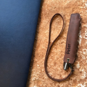 Lanyard Leather Pen Sleeve with Personalization | Single Pen Holder, Durable Artisan Crafted  | Luxury Executive Pen Pouch |Unique Write