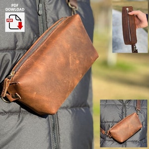 Pdf-Schnittmuster für Leder Bauchtasche, DIY-Gürteltasche-Nähvorlage, herunterladbarer Bastelführer, Sofort-Beuteltasche-Blaupause