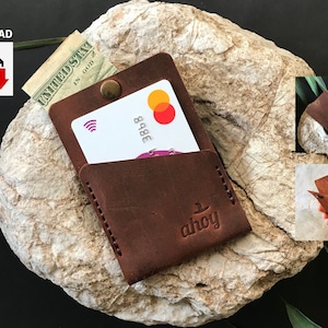 Porta-cartões de couro Pdf PATTERN. Estojo fino de couro para cartões de crédito empresariais para homens e mulheres. Carteira de bolso frontal. Estojo de cartão personalizado