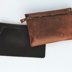 Cartera de mano de cuero, cartera de mano de cuero, cartera de mano de cuero unisex, cartera de mano marrón para mujer y hombre, regalo para papá, dimensiones personalizadas disponibles