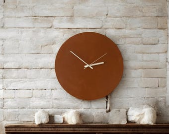 Handmade Leather Wall Clock: Minimalist Modern Design