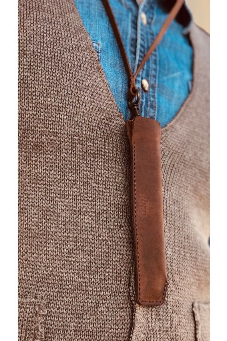 Personalized Leather Pen Case With Lanyard Pen Holder Etsy