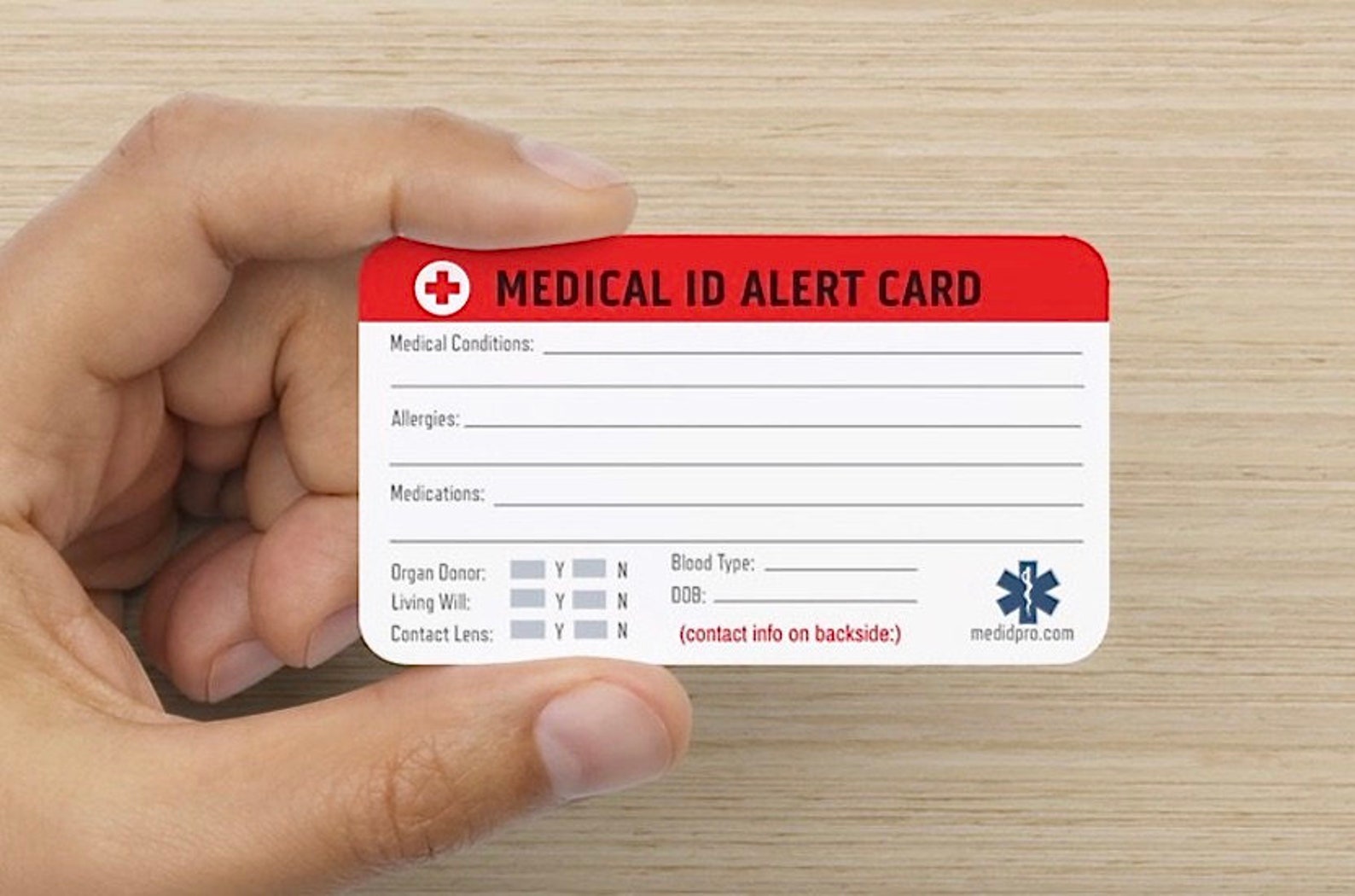 Medical Alert ID Necklace Free Medical ID Wallet Card, Engraving