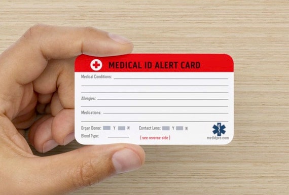 1 Pk Emergency Medical Alert ID Wallet Card luggage Tags | Etsy