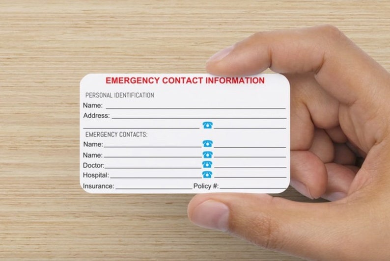 1 Pk Emergency Medical Alert ID Wallet Card luggage Tags Personalize