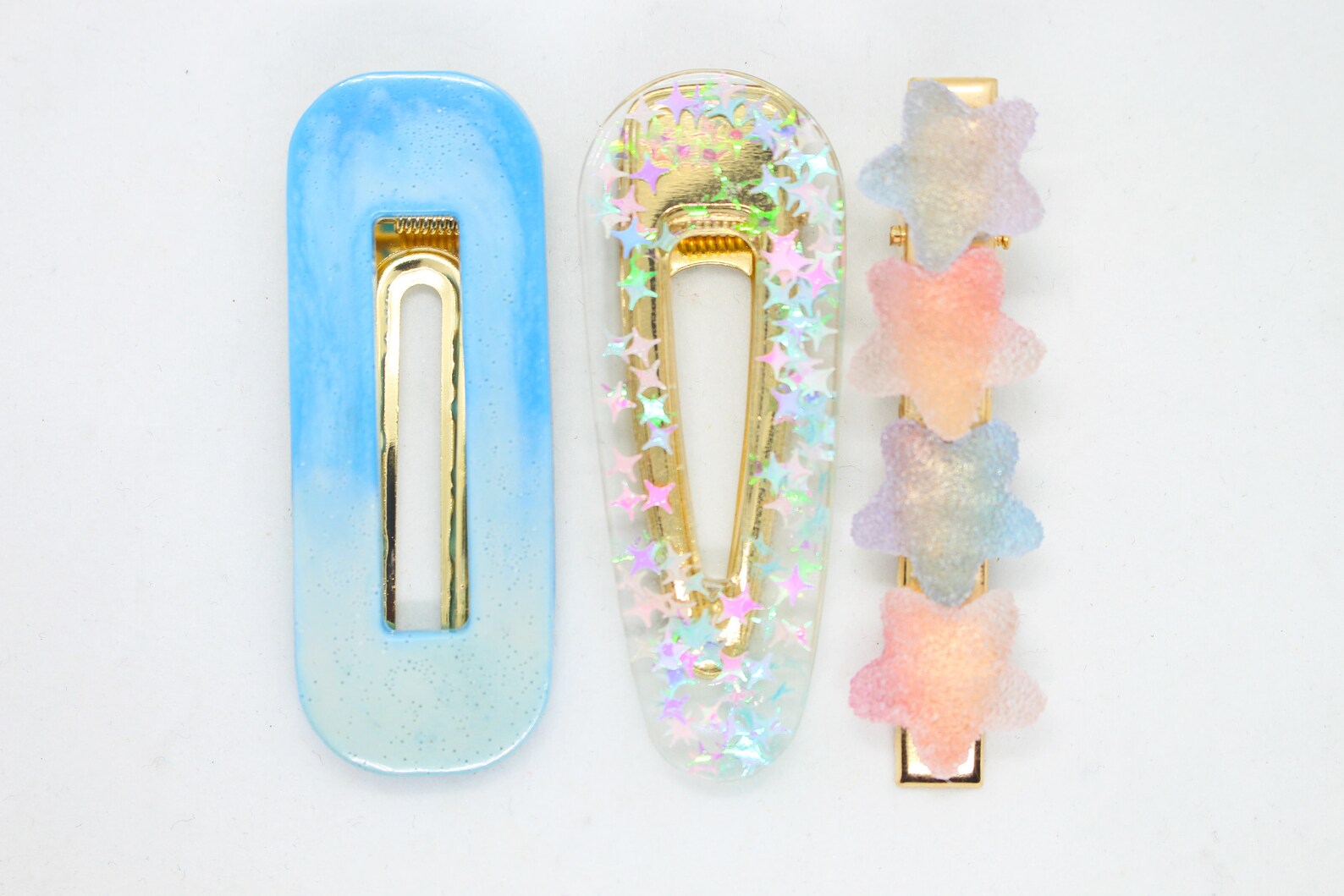 PASTEL BLUE Hair Clips set Set of 3 Resin Hair clip Gummy Etsy